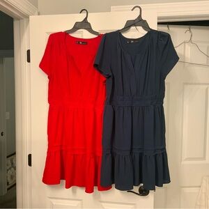 Chetta B Red and Blue High Low Dresses